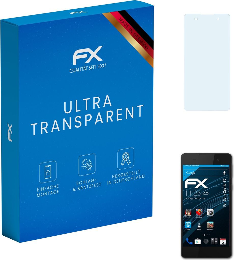 atFoliX FX-Clear 3x Schutzfolie kompatibel mit Sony Xperia E5 Displayschutzfolie