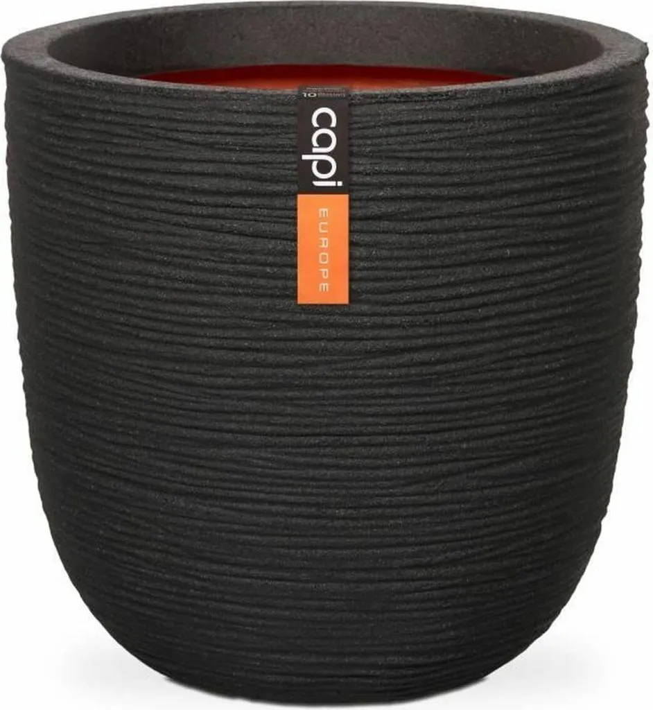 Grand bac à fleurs circulaire noir Capi Ø 43 cm pour terrasse et jardin