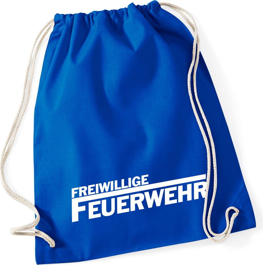 Huuraa Turnbeutel Freiwillige Feuerwehr 12 Liter Bright Royal Baumwolle Rucksack Geschenkidee