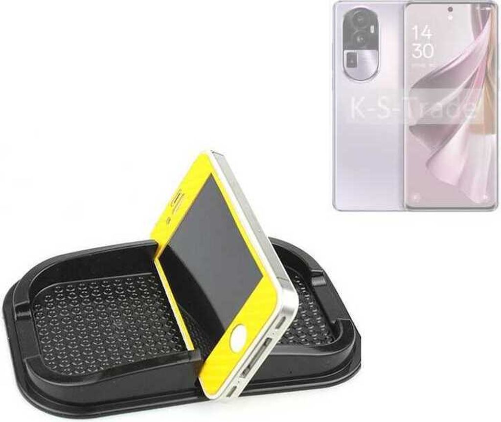 K-S-Trade Auto Anti Rutsch Matte Smartphone-Halter kompatibel mit Oppo Reno10 PHW110 Haft Pad Armaturenbrett Handy-Halterung Silikon
