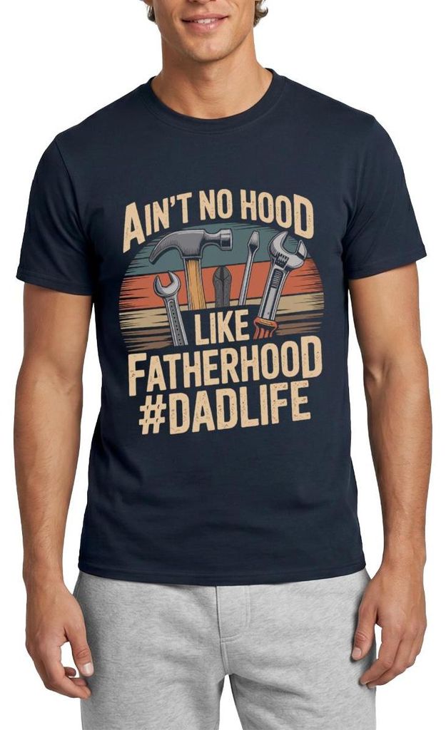 Spreadshirt Ain’T No Hood Like Fatherhood Dad Männer T-Shirt, S, Navy