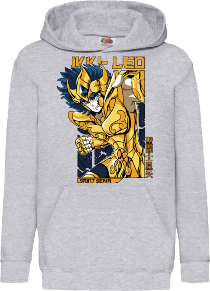 Kinder Kapuzenpullover Saint Anime Seiya Leo Aiolia 001, 5-6 Jahr - 116 / Grau