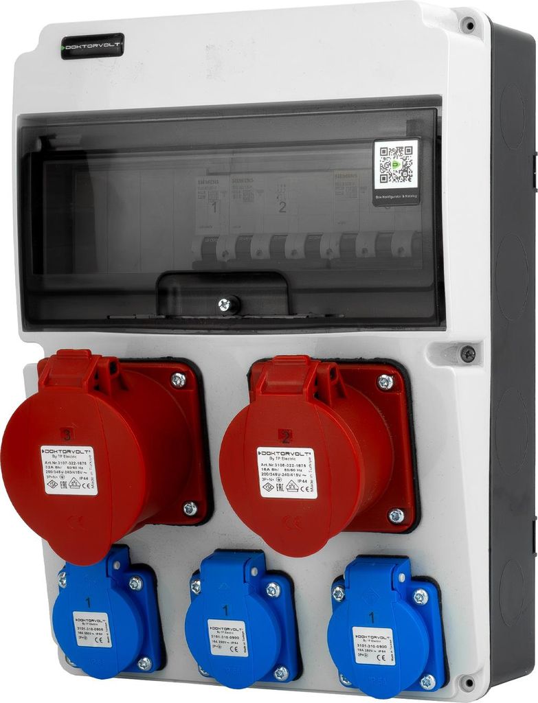 Baustromverteiler CEE 32A 16A JUN-S 3x230V Stromverteiler Wandverteiler Doktorvolt DV-5565-D