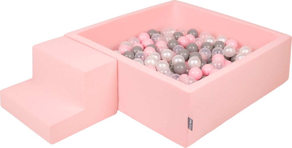 KiddyMoon Spielplatz Aus Schaumstoff Mit 100 Bälle 7cm Hindernisläufen Quadrat Bällebad Mit Stüfchen Element Für Babys Und Kinder