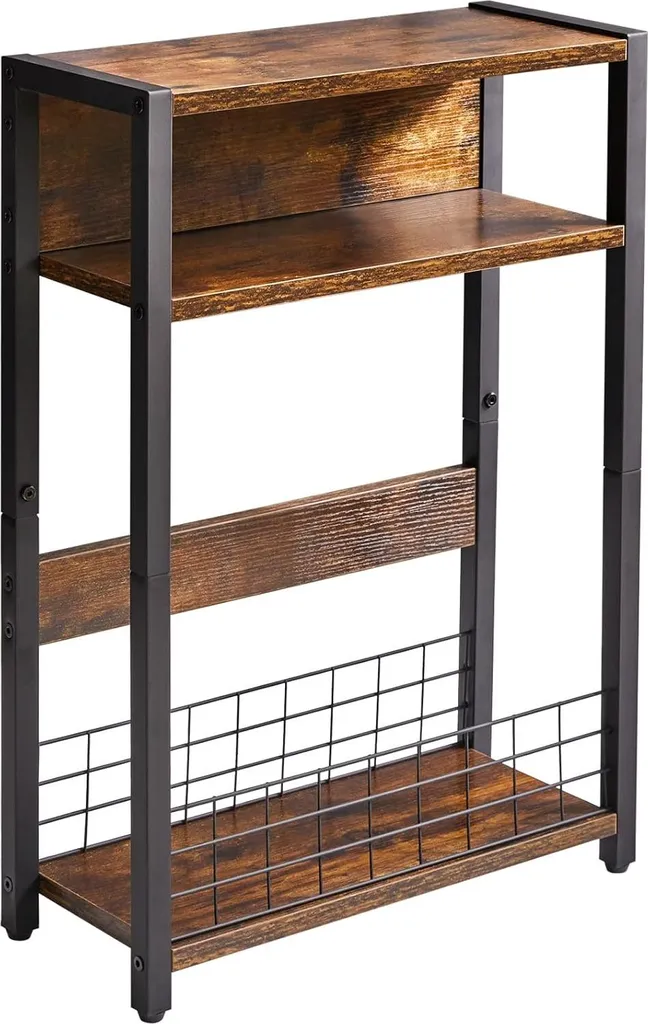 Table d'appoint bois marron multifonctionnelle avec tablette intégrée - 5