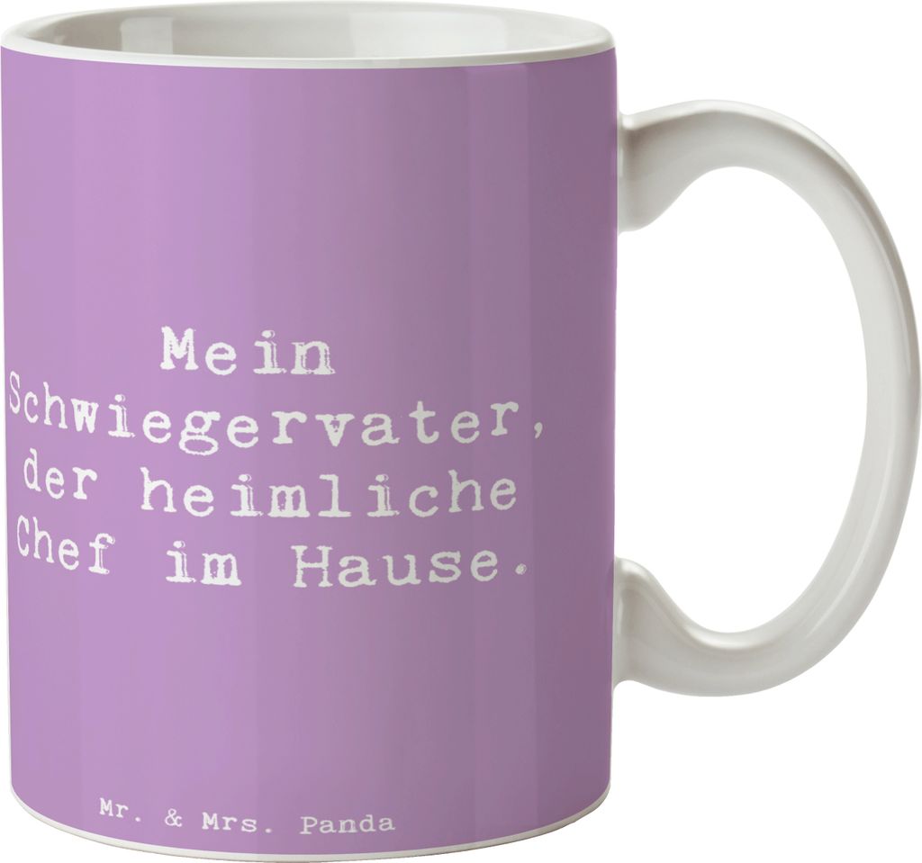 Mr. & Mrs. Panda Tasse Spruch Schwiegervater Chef - Lavendeltraum - Geschenk, Teebecher, Familie, Verwandtschaft, Kaffeetasse, Kaffeepott, Teetasse...