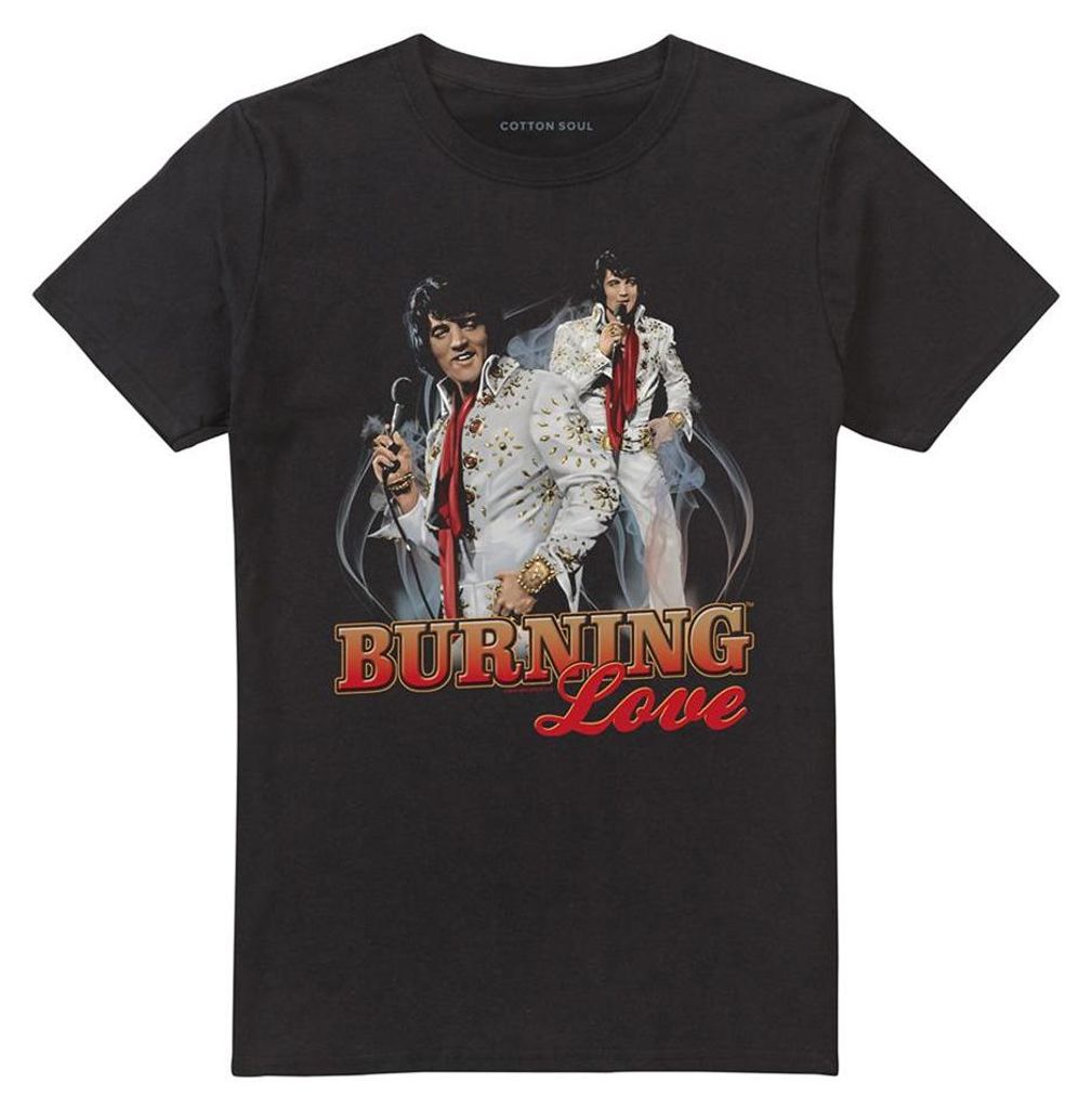 Elvis Presley - "Burning Love" T-Shirt für Herren/Damen Uni TV33568 (5XL) (Schwarz)