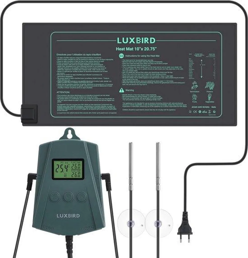Thermorégulateur pour semis 25x50cm avec thermostat étanche IP67