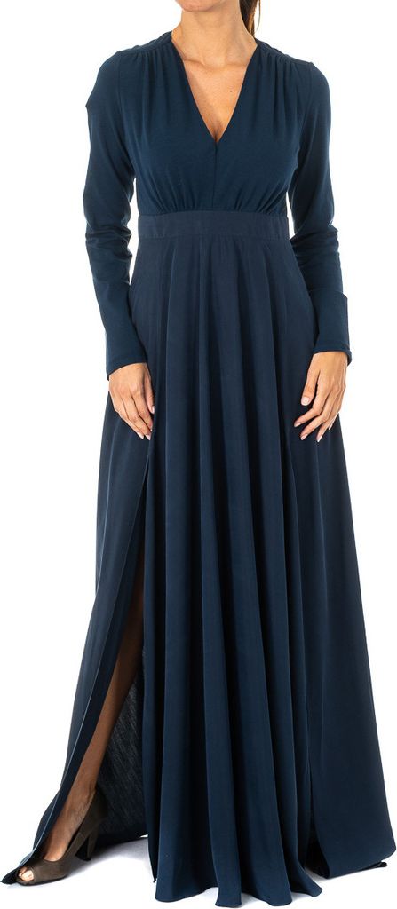 La Martina Damenkleid mit langen Ärmeln und V-Ausschnitt KWD005
