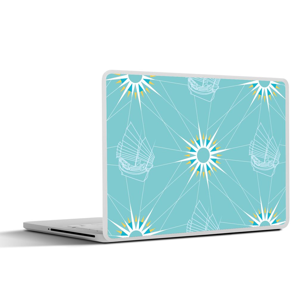 MuchoWow Laptop Aufkleber Sticker Cover Kompass - Segeln - Boot - Muster 25x18 cm - Laptop-Deko