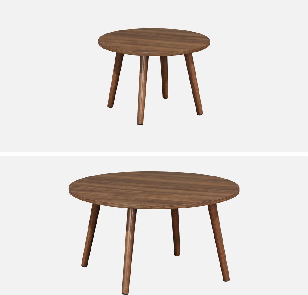 sweeek - Set aus 2 runden Couchtischen - Nussbaumfarben Produktbild 5