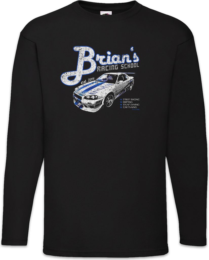 Urban Backwoods Brians Racing School, Langarm T-Shirt, Farbe: Schwarz, Größe: 2XL