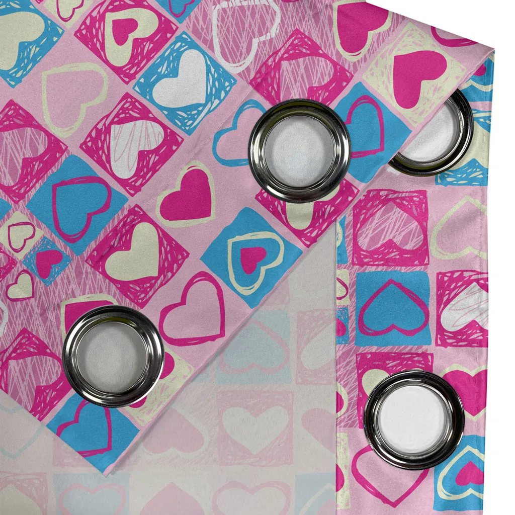 Tende Camera Bambina ABAKUHAUS Lavabili: Cuori Rosa e Blu 280x245 - 3
