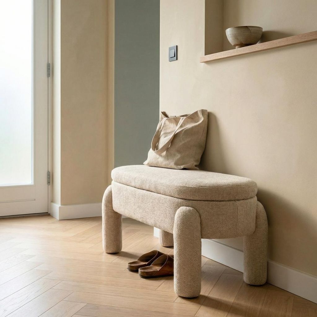 Giga Meubel Aufbewahrungsbank Juul - Beige - Sitzbank für den Flur - 115x52x47cm