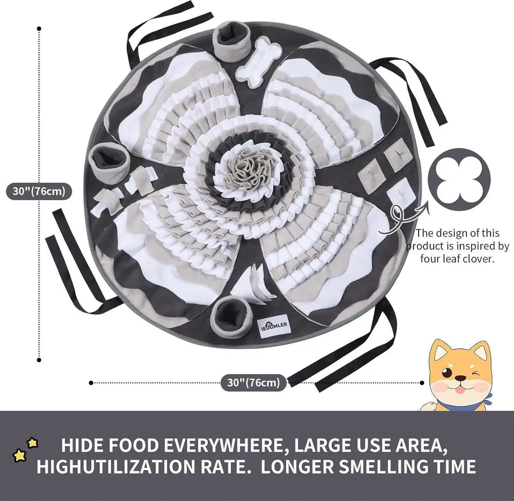 IEUUMLER tappeto sniffer per cani tappetino lavabile per l'addestramento tappetino antiscivolo per il cibo giocattolo di intelligenza per cani FC017 grigio - 3