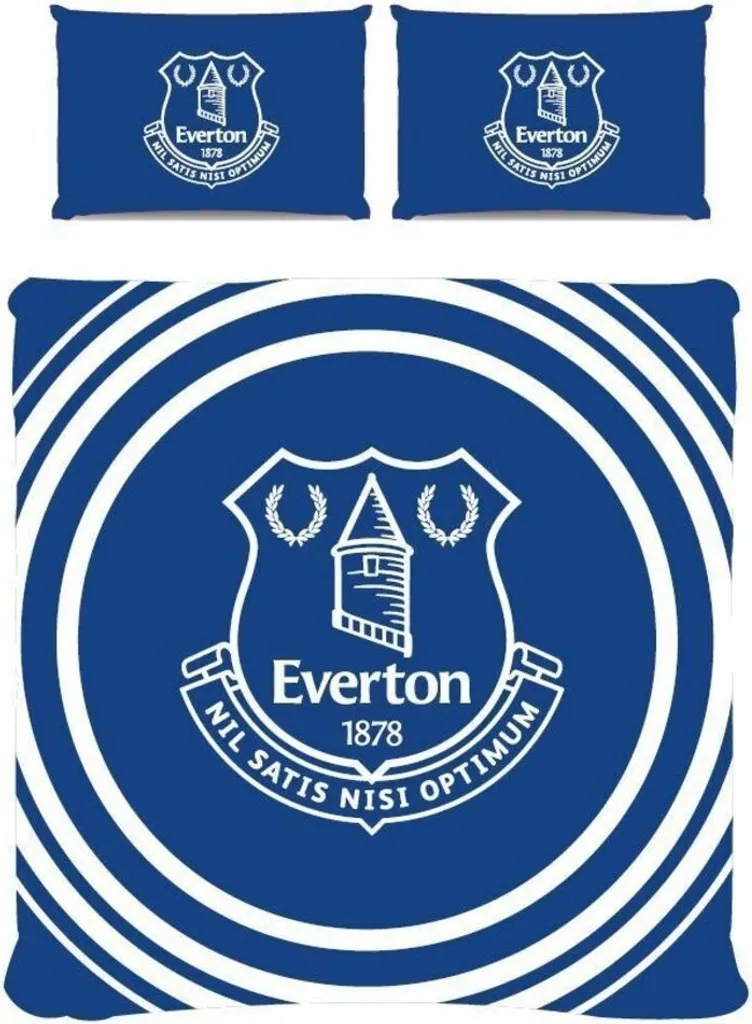 Parure de Lit Double Everton FC Pulsation - Coton Doux Blanc et Bleu Roi