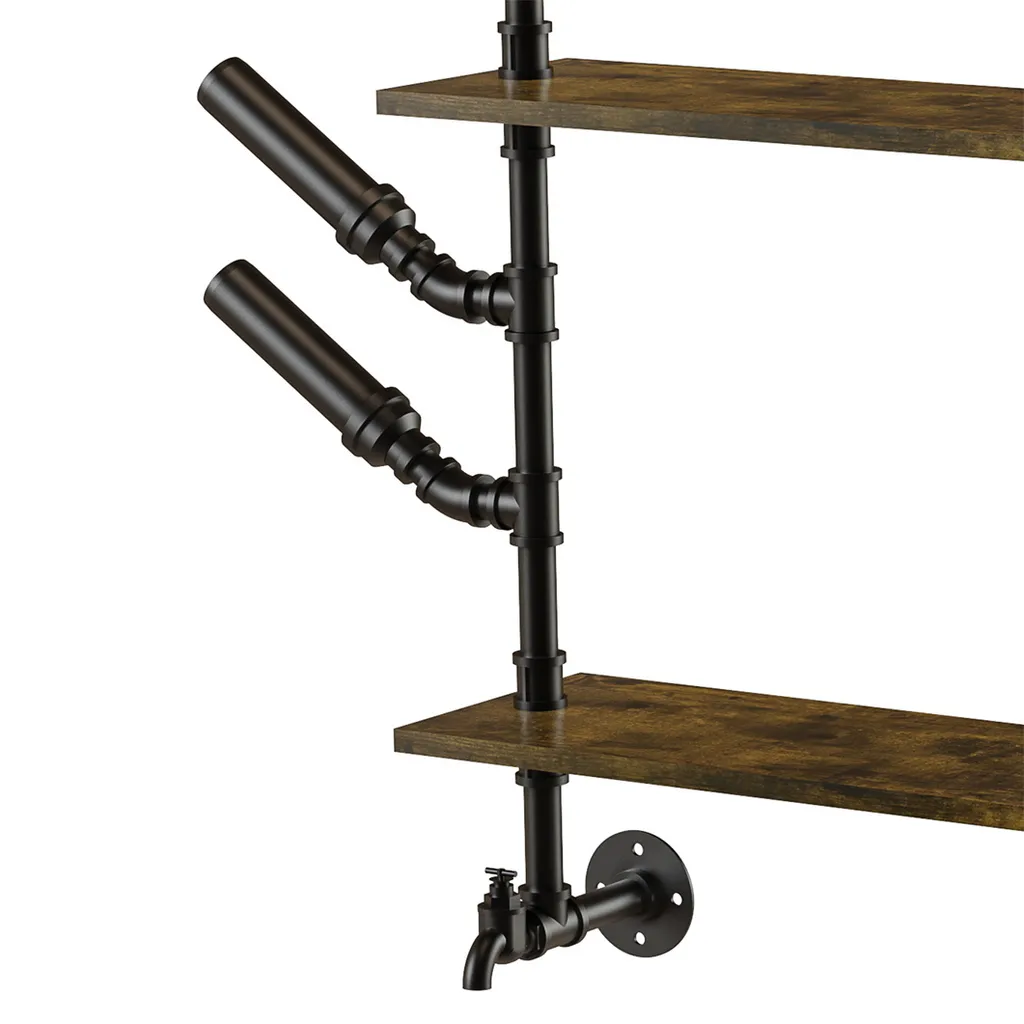 Porte-Bouteilles d'Angle au Design Industriel et Étagères de Rangement - 13