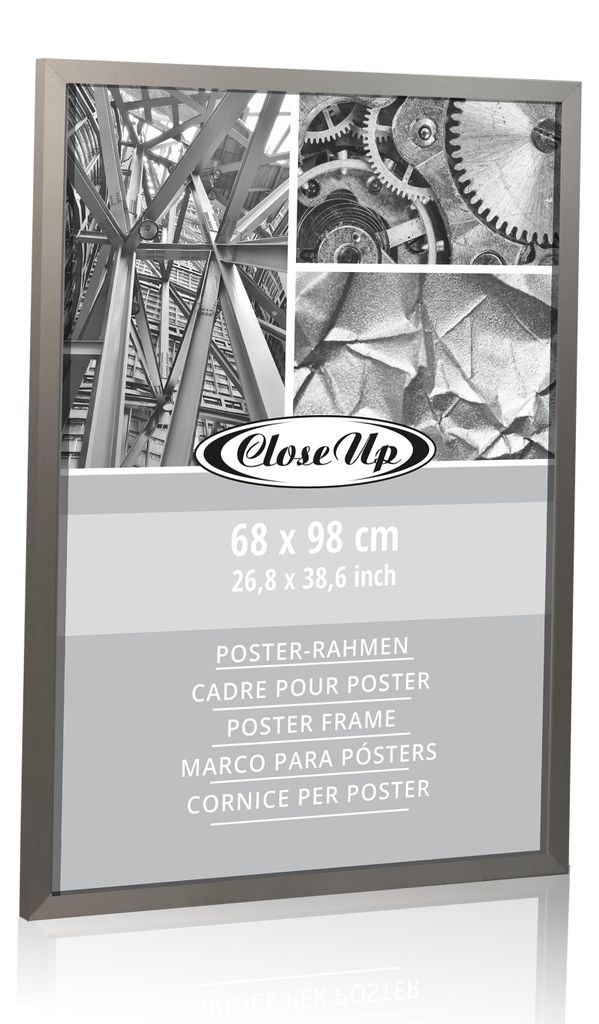Rám na plakáty 68 x 98 cm Imitace dřeva stříbrný Obrázek produktu 