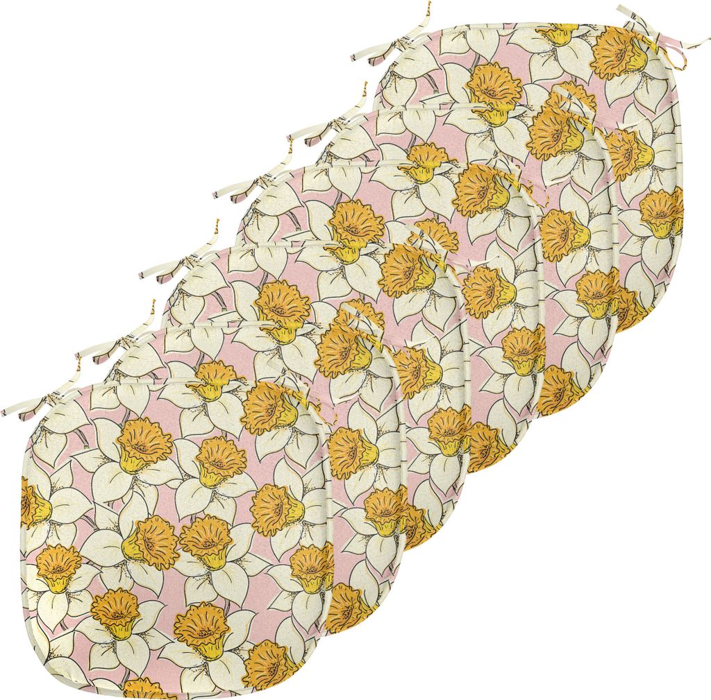 ABAKUHAUS Gelbe Blume Polster für Esszimmerstühle, Flourish Natur, Dekoratives wasserfestes Kissen mit Riemen für Küchensitze, 40 cm x 40 cm-6e...