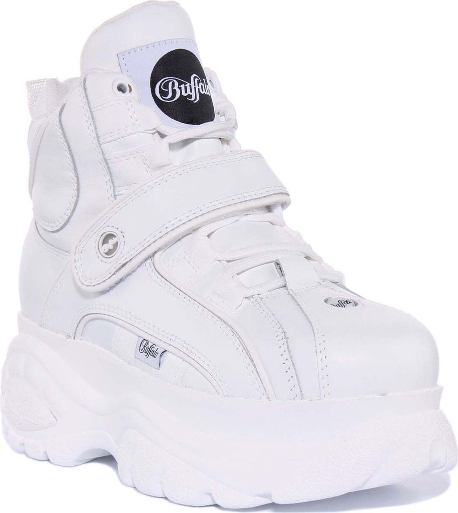 Buffalo 15341071 Frauen Schnürung Haken Und Schleife Leder Plattform Turnschuhe Weiß – undefined / Weiß