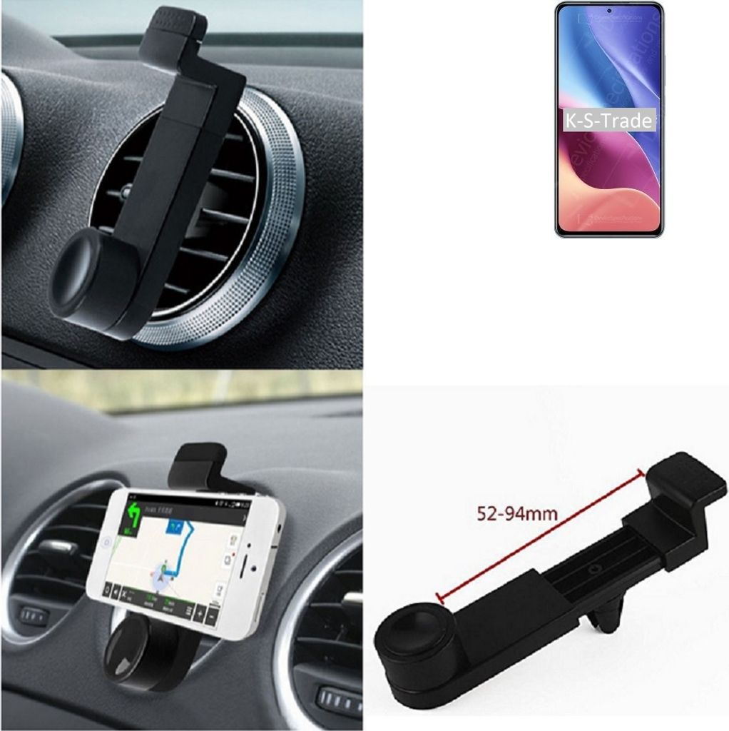 K-S-Trade Lüftungshalterung kompatibel mit Xiaomi Redmi K40 Pro KFZ-Halterung Autohalterung Handy-halterung Lüftungsgitter Lüftungsschlitze Schwarz