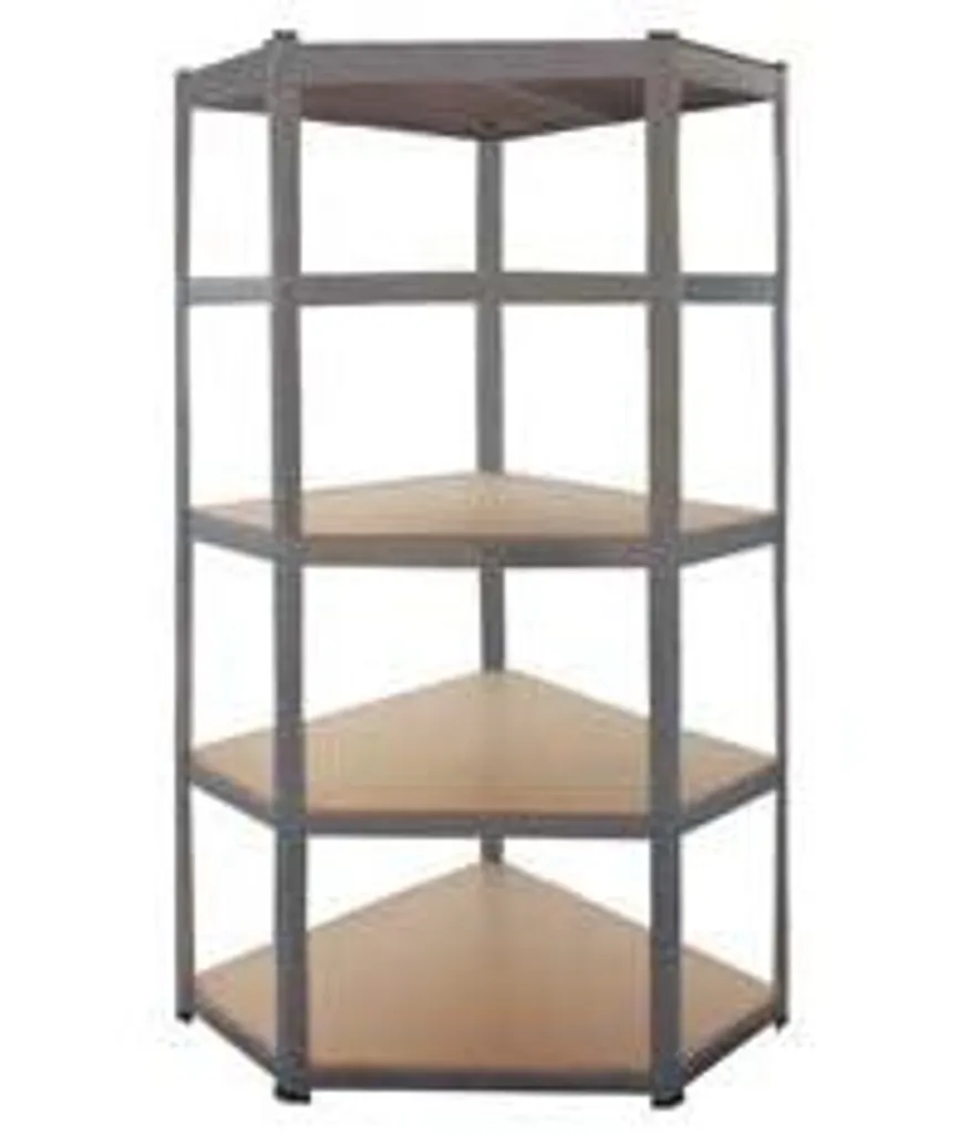 Étagère d'angle 5 tablettes bois 180 cm de haut montage sans vis