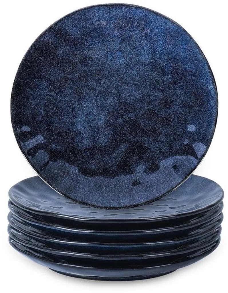 Lot de 6 assiettes de table en céramique bleue Ø 27 cm, modèle Horizon