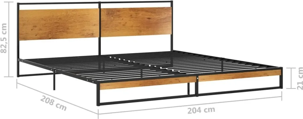Lit métal 200x200 cm avec sommier intégré en acier design industriel