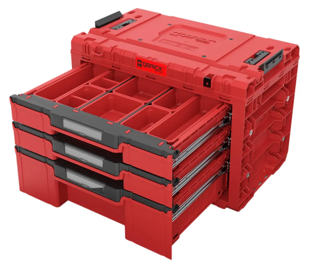 Rangement d'atelier mobile Qbrick System PRIME avec 3 tiroirs coulissants