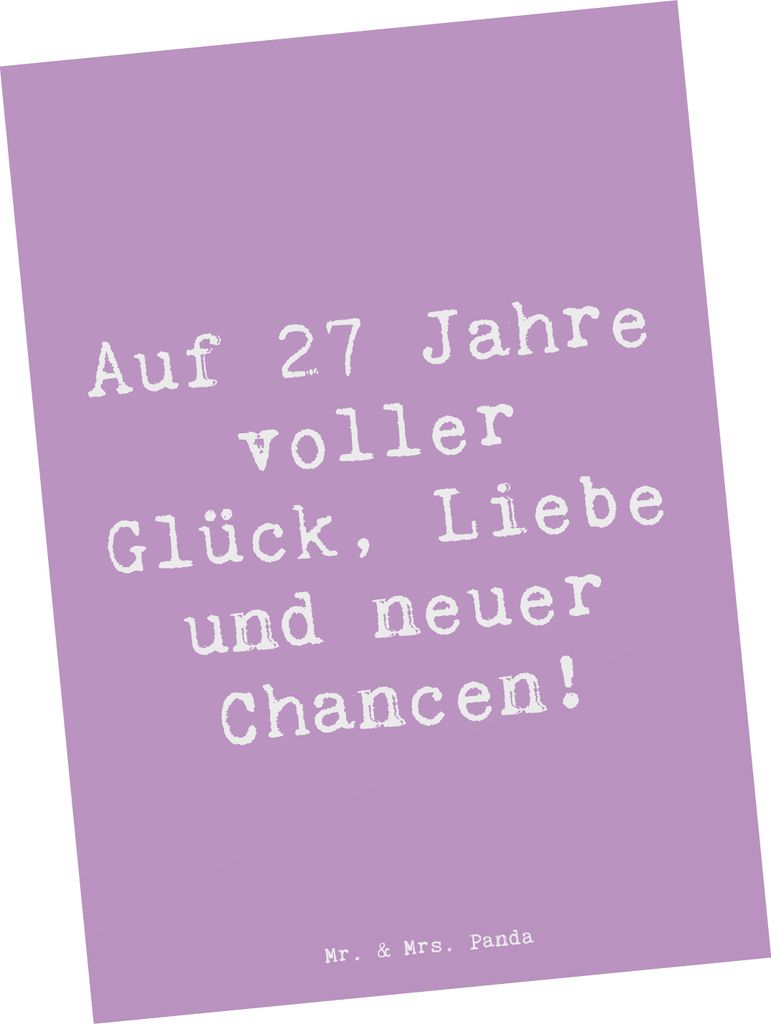 Mr. & Mrs. Panda Postkarte Spruch 27. Geburtstag - Produktbild 