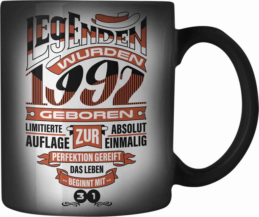 TRENDATION 30. Geburtstag Farbwechsel Zauber-Tasse Frau Mann Geschenk 30er Geschenkidee 30 Mutter Vater (Schwarz)