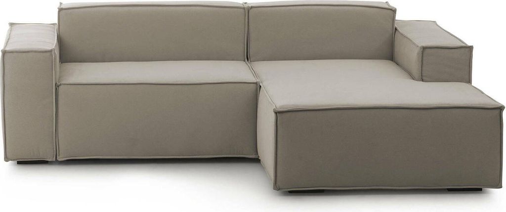 Festes Sofa Dlorenz, Modulares 2-Sitzer-Sofa mit rechter Halbinsel, 100% Italy, Modernes Sofa aus Stoff, Cm 220x170h70, Turteltaube