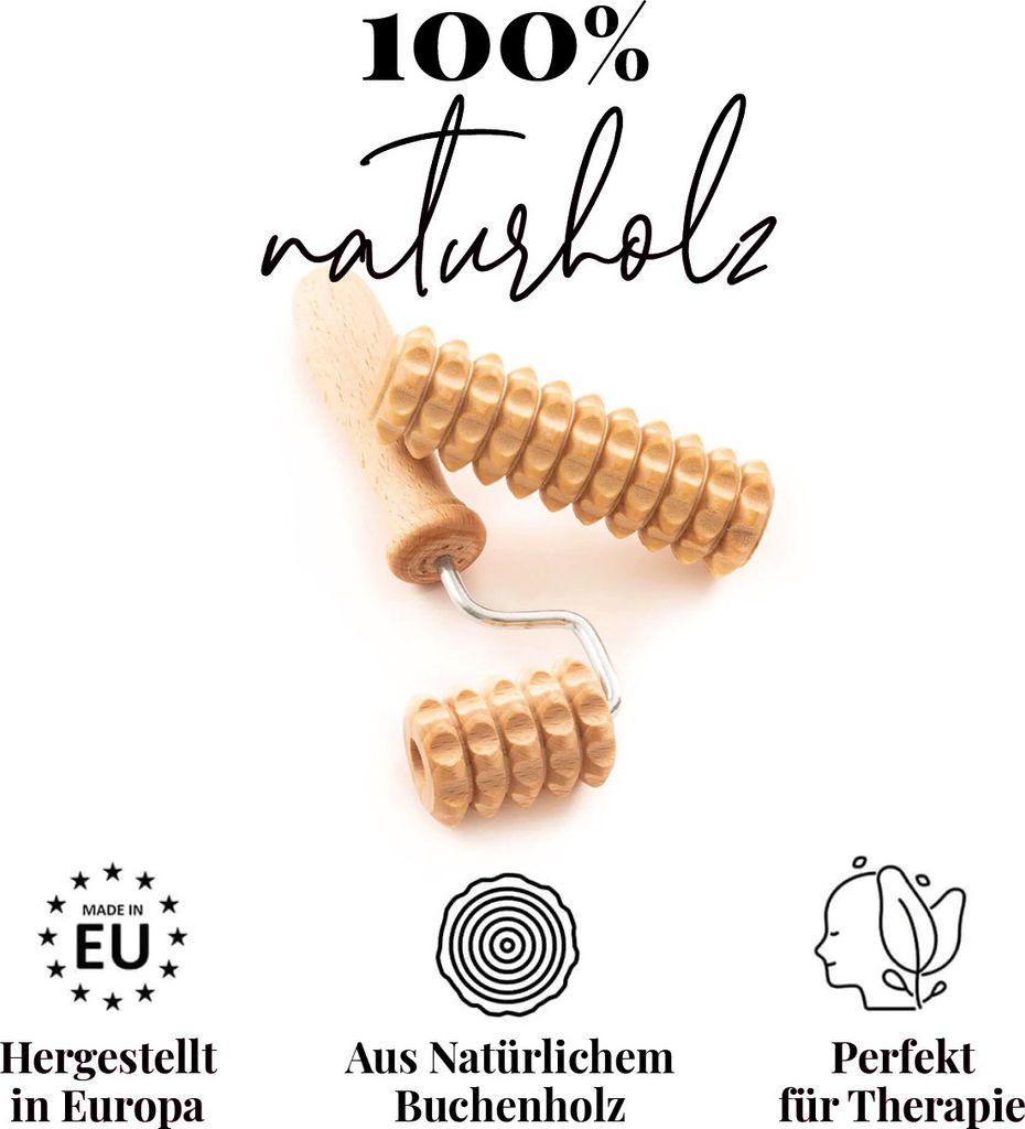 tuuli Holz Körper Massage Set Derma Roller für Gesicht Hals Schultern Arm Hand