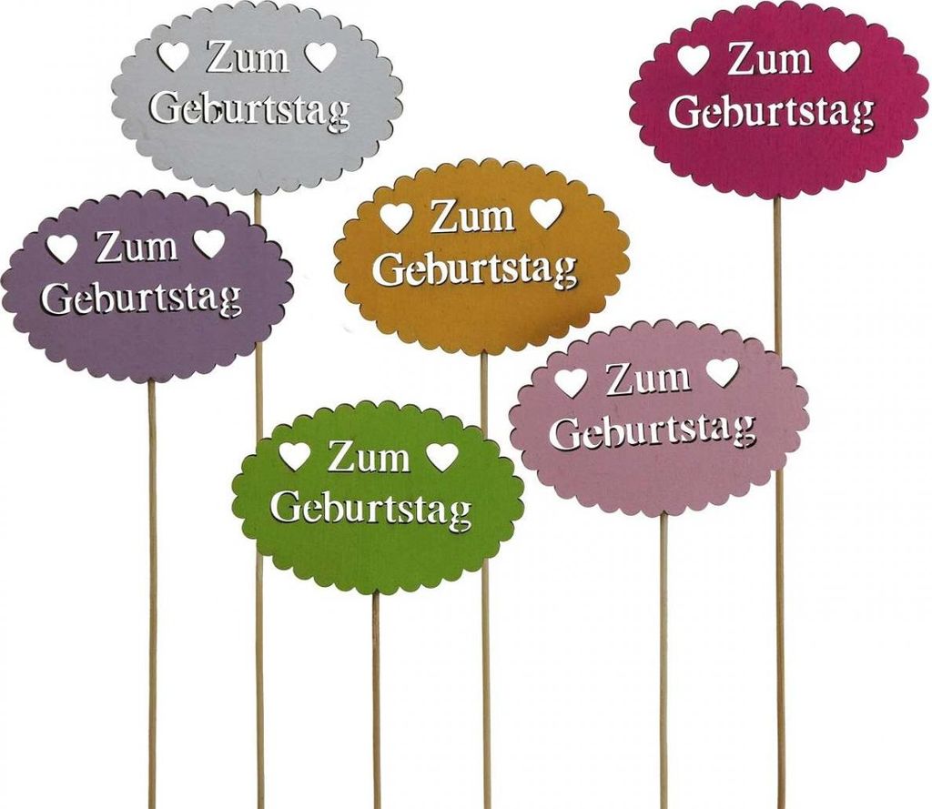 Blumenstecker Geburtstag Schriftzug Dekoration für Strauß und Pflanzen, 18 Stück