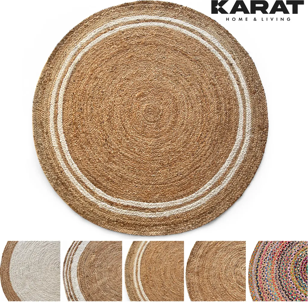 Tapis de jute Mumbai rond 200 cm - Fibre naturelle tissé main robuste