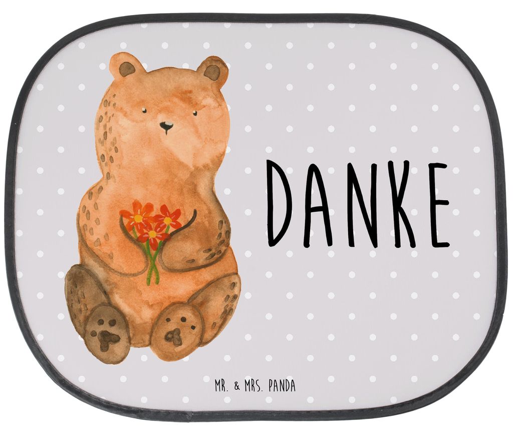 Mr. & Mrs. Panda Hitzeschutz Auto Bär Dankbar - Grau Pastell - Geschenk, Sonnenschutz, Autoscheibe, Danke, für Autoscheiben, Fürs, Teddy, Blumen...