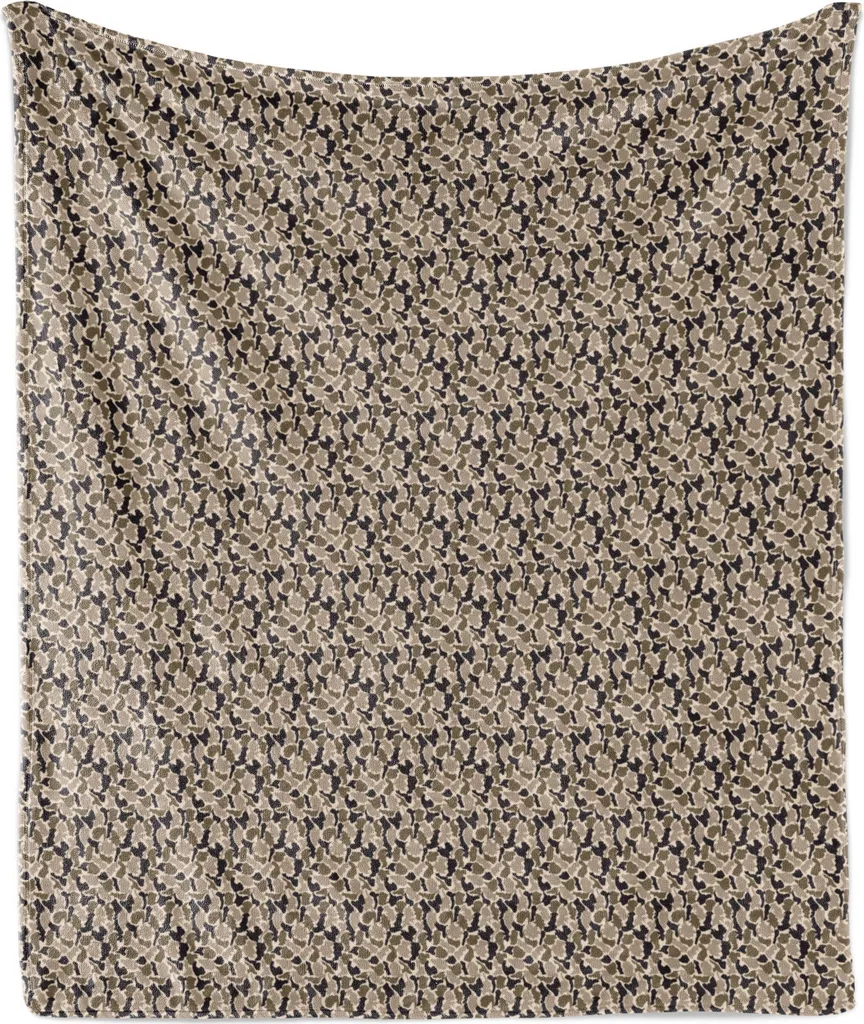 ABAKUHAUS Coperta morbida in flanella e pile, macchie nei toni della terra, morbida e confortevole per interni ed esterni, 125 x 175 cm, caldo color tortora seppia