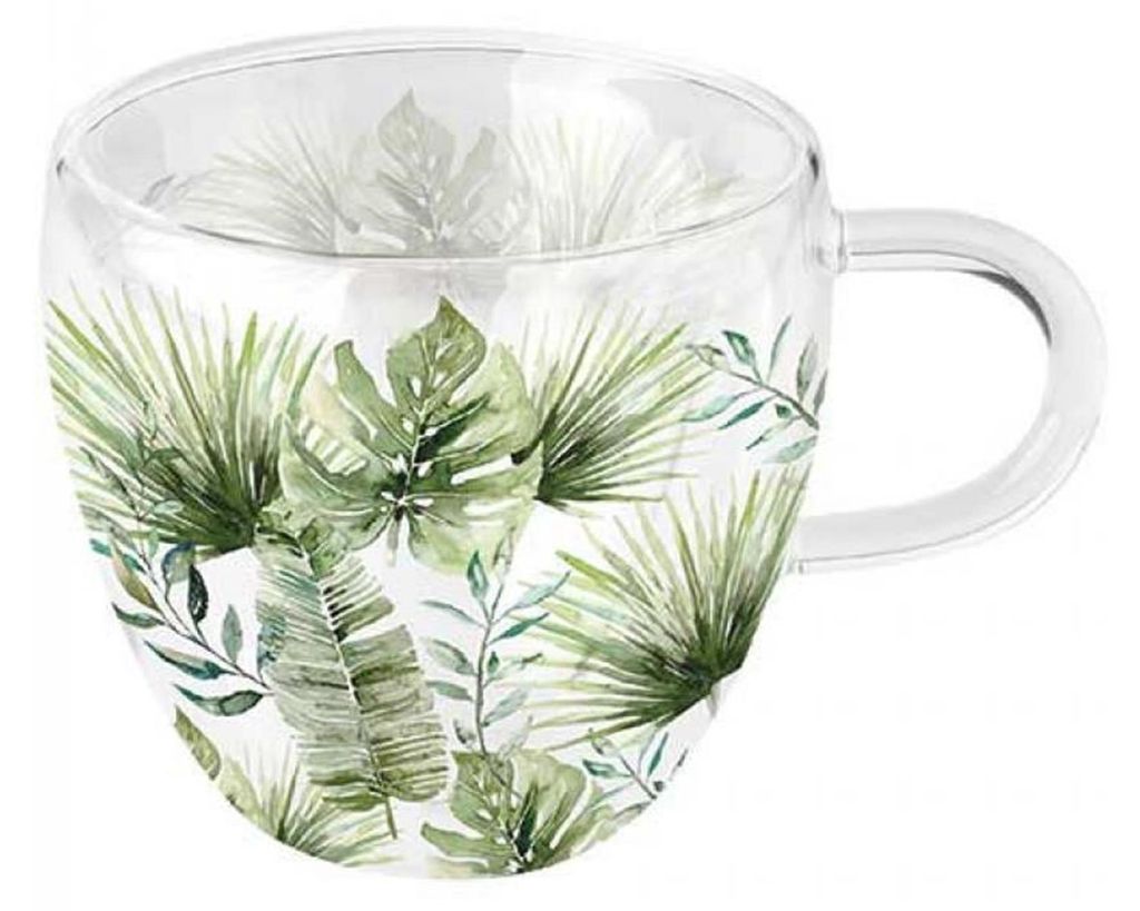 Ambiente doppelwandiges Glas Jungle leaves - dekorativer Produktbild 