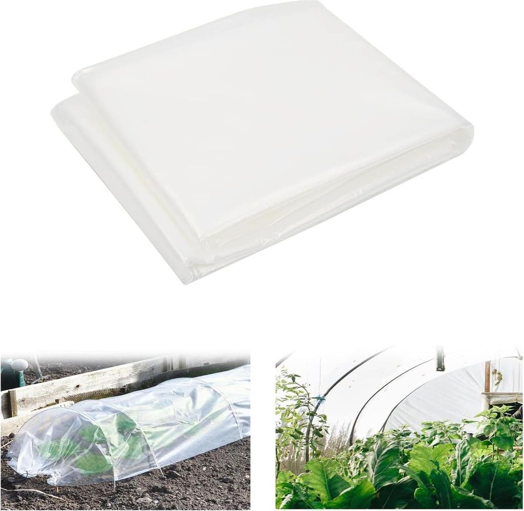 Transparente reißfeste Kunststofffolie für Gartenbau Gewächshaus Folientunnel (2 x 6 m)