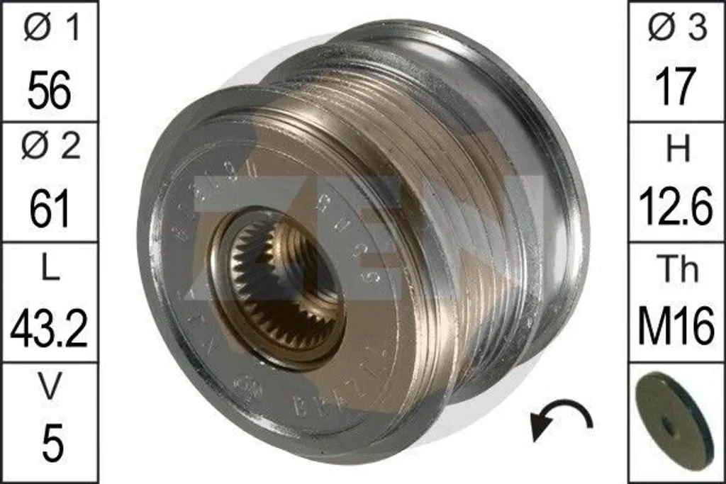 Stop bruits courroie : Roue libre alternateur ERA ZN5505 Golf VI TT 8J