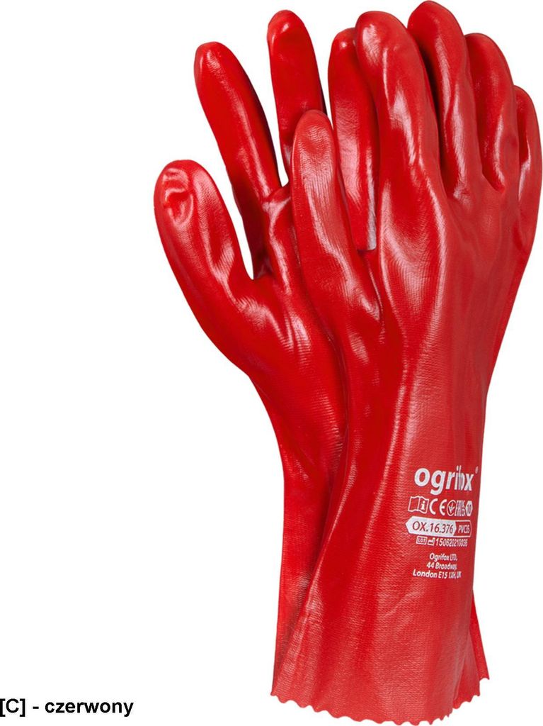 Ogrifox Schutzhandschuhe Ox.16.375 PVC35, Länge 35 mm, rot, 60 Paar
