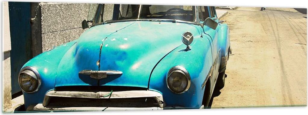 Bilder auf glas - Auto Klassiker Kuba Havanna - 160x50cm - Glasbilder - Wandbilder - Kunstdruck - zum Aufhängen bereit - Wanddekoration aus Glas -...