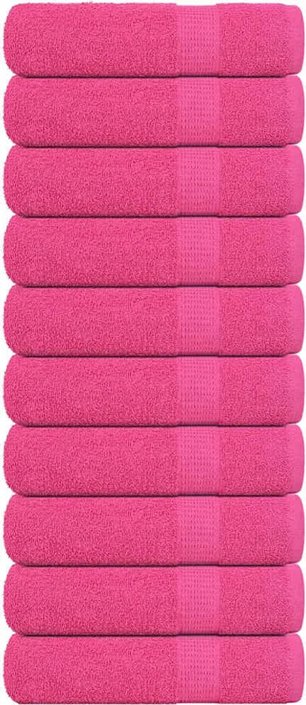 Set Bagno 10 Asciugamani Rosa Hommie 50x100 cm 100% Cotone Morbido