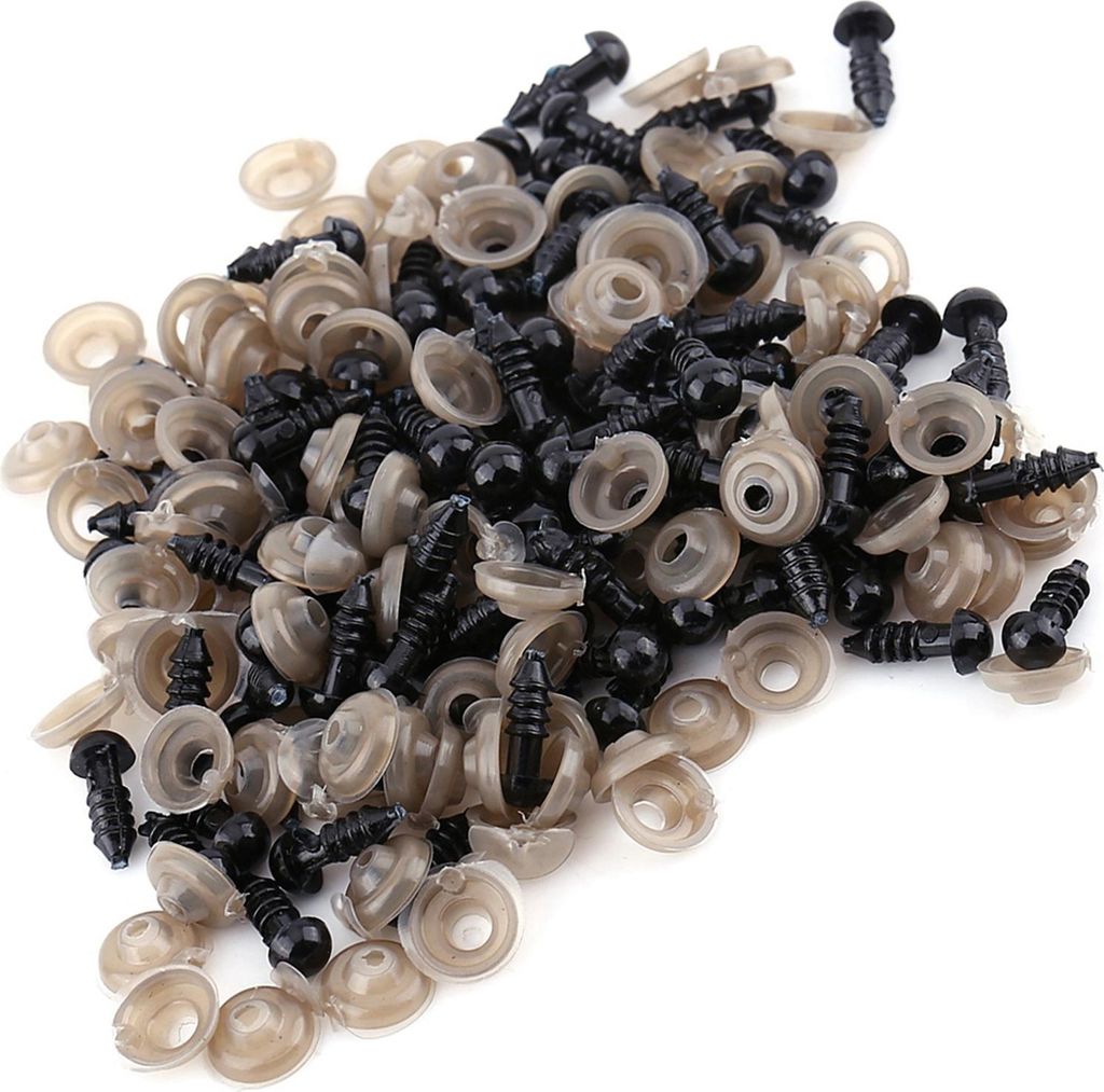 FTVOGUE 100 stcke DIY Schwarz Kunststoff Puppe Sicherheitsaugen W/Washer Fr Teddyb?r Plschtiere Filzen Spielzeug (8mm)