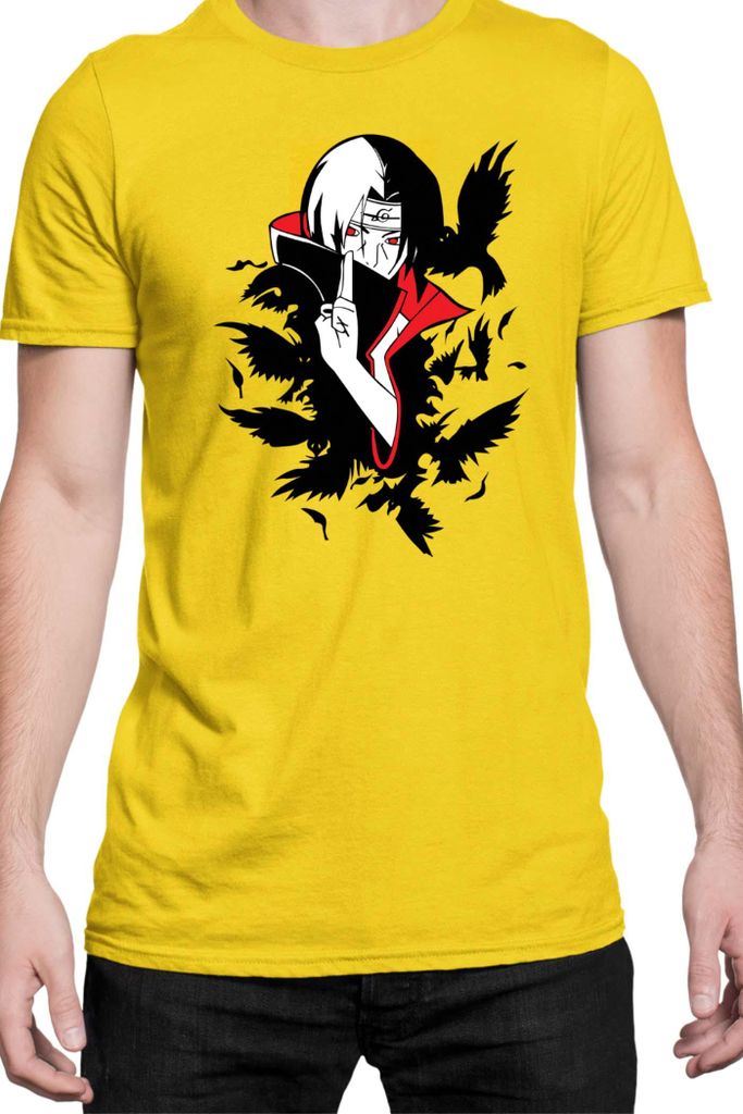 Herren T-Shirt Naruto Itachi Crows, Man L / Gelb