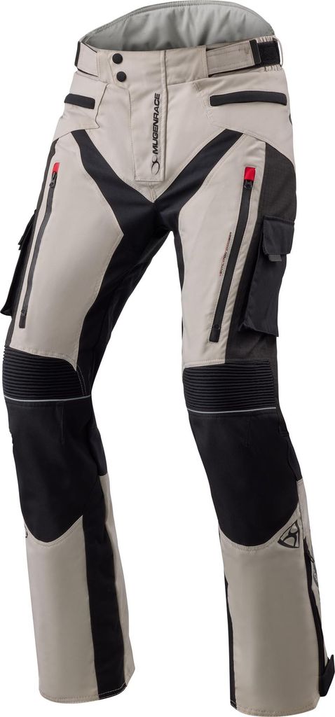 MUGENRACE Lineare wasserdichte Motorrad Textilhose, hellgrau/schwarz, L