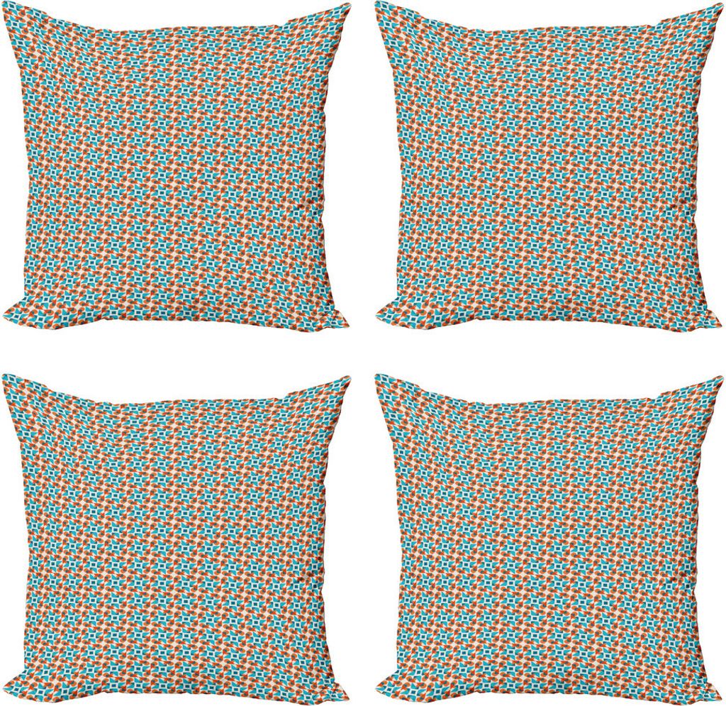 ABAKUHAUS Orange Blue Kissenbezug Set (4 Stück), Abgerundeten Dreiecks-Platz, Moderner Doppelseitiger Digitaldruck, 50 cm x 50 cm, Eischale und Mu...