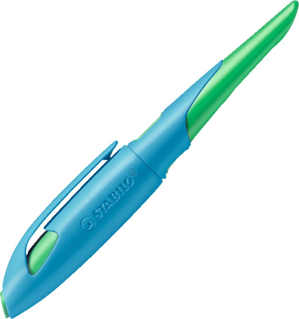 Ergonomischer Schulfüller für Rechtshänder mit Standard-Feder M - STABILO EASYbirdy in himmelblau/grasgrün - Einzelstift - inklusive Patrone