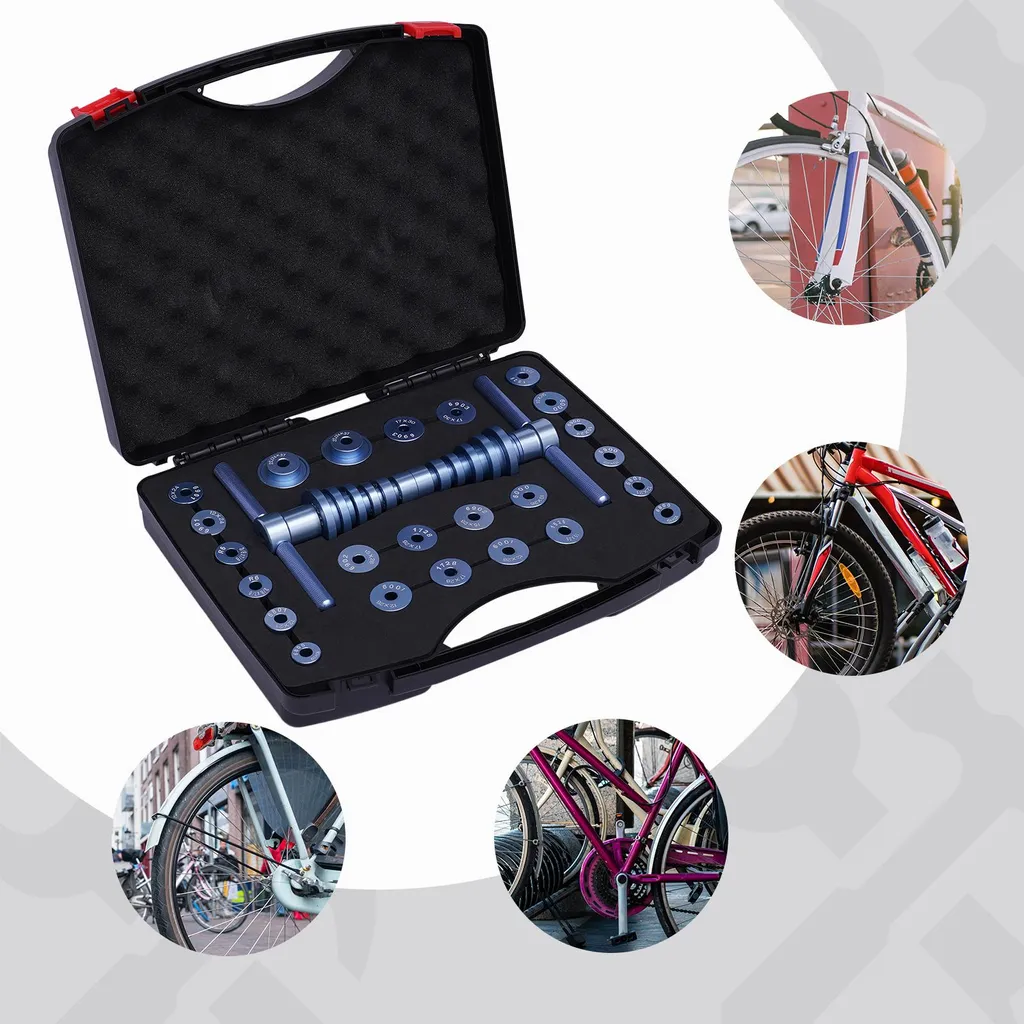 Kit presse à roulements vélo en acier durable bleu anodisé - 4