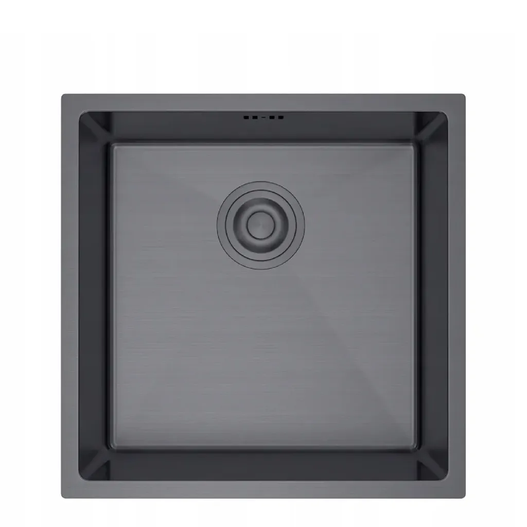 Lavello sottopiano QLS RITA 44 × 44 cm in acciaio inox con sifone grigio grafite 11219